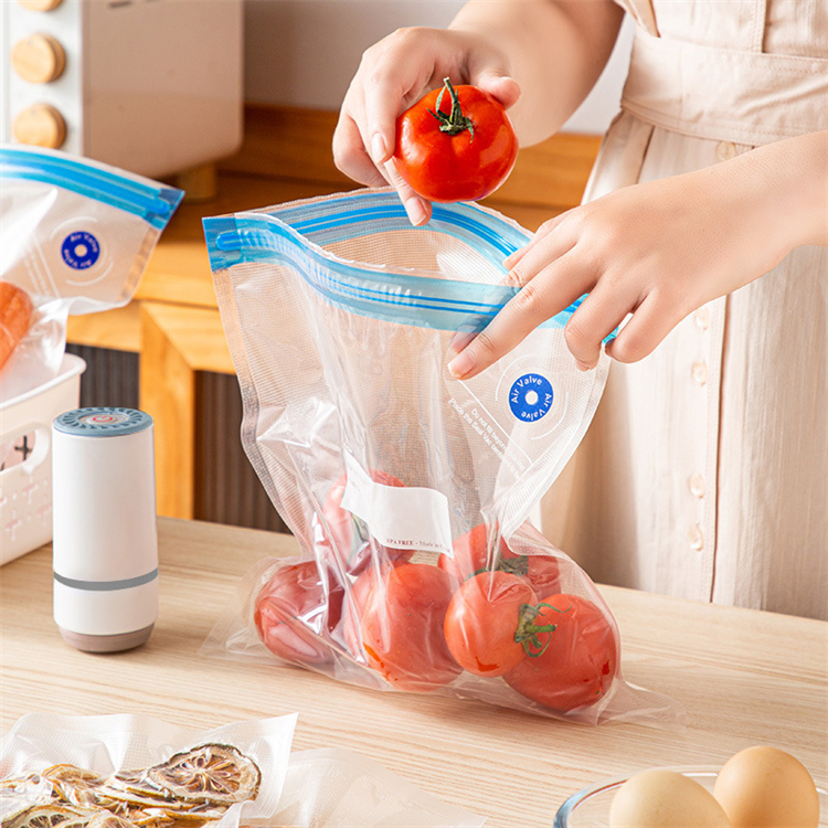Wiederverwendbare Vakuum-Frischhaltebeutel, Transparente Gefrierbeutel mit Zip-Verschluss und Pumpe für Snacks, Obst, Gemüse und Fleisch| Alibaba.com