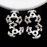 Groothandel Metaal Zilver Decoratieve Strass Spacer Kralen Ster Bloem Kraal Kapjes Strass Kraal Kapjes voor Pen Sieraden maken