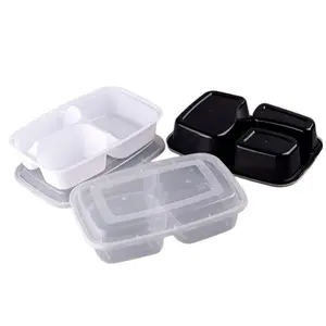 Recipiente descartável para alimento, venda quente, 3 compartimentos plástico, para preparação de refeições de microondas, recipiente para comida
