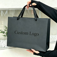 Newsense Custom Cloth Zwarte Papieren Cadeautas met Eigen Logo Print, Branded Luxe Shoppertas met Logo's