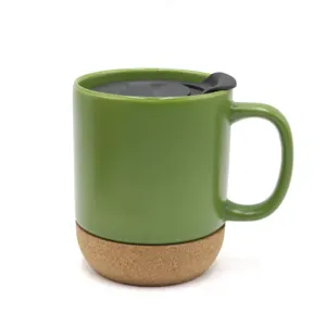 Matte Suface Colorful 12oz 380ml Wooden Bottom Stoneware Ceramic Coffee Mug