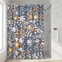 Rideau de douche moderne imprimé floral 3D, motif Art Déco fleurs sauvages, polyester imperméable, 12 crochets, pour salle de bain style ferme