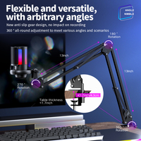 Microphone de jeu USB cardioïde RVB bon marché avec kit de support de bras de bureau pour PC ordinateur enregistrement podcast