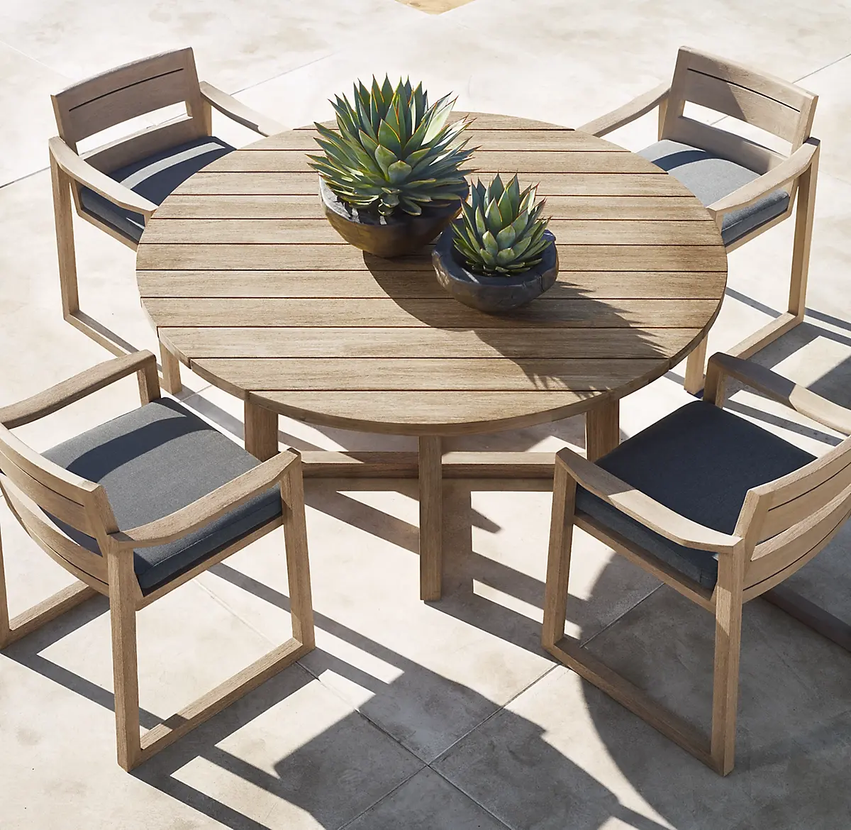 Mesa de centro de madera de teca redonda para exteriores, mesa de centro minimalista moderna de lujo para eventos y fiestas