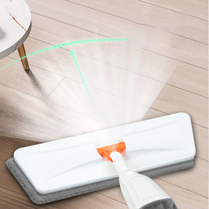 Mopa pulverizadora blanca al por mayor con mango de acero inoxidable, autoescurrible, plana, de microfibra, para limpieza de suelos del hogar - Product Image 6