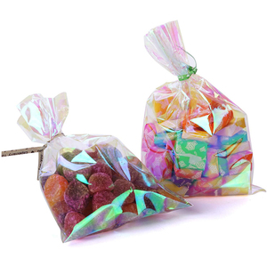 Hot Sale Custom Iridescent Holographic Cellophane Party <b>Bags</b> with Twist Ties Solid Gift Wrap Cellophane Plastic <b>Bags</b> - Product Image 3