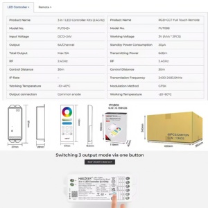 Fut044 lựa chọn thay thế fut043a + miboxer mi ánh sáng điều khiển từ xa RF receiver 2.4 gam không dây 4-Zone RGBW LED Strip điều khiển - Product Image 5