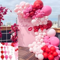 Kit d'arc de guirlande de ballons roses avec des ballons en forme de coeur de lettre d'amour pour la fête des mères de Galentines Saint Valentin