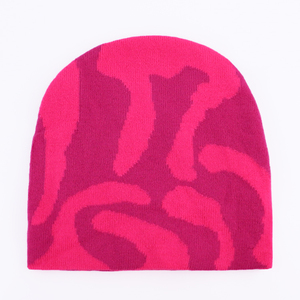 קיאנזון y2k jquard beananni כובע רקום מותאם אישית רקום לוגו שני טון סרוג אביזר חורף עם דפוס אותיות - Product Image 5