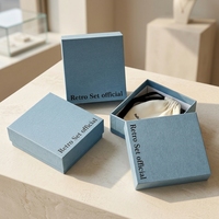 Boîte à bijoux bleue en carton pour emballage cadeau de colliers, boucles d'oreilles, bracelets, montres et lunettes