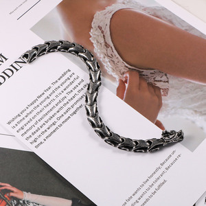 Bracelet en acier titane tête de dragon, argenté, 22 cm, motif animal, style punk hip hop, CE614 - Product Image 4