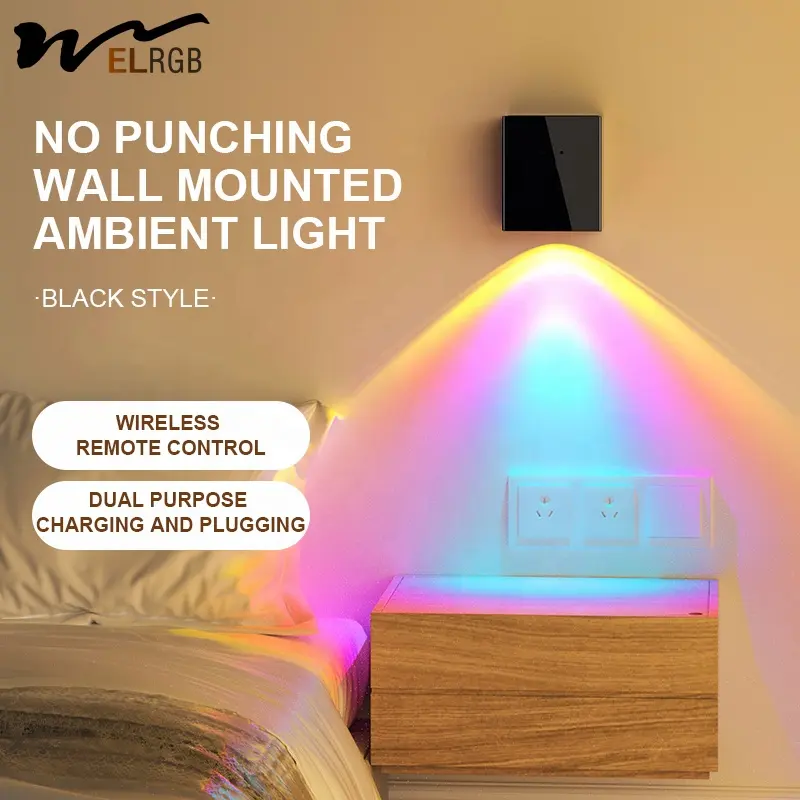 Online Celebrity Modern Bedroom Atmosphere Lamp Nightlight LED 3600 mA Battery Charging Wall-mounted Bedside Lamp Sunset