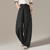 Pantalon utilitaire femme en mélange de laine, taille haute, coupe large, avec poches plaquées et poches obliques, longueur au sol, pour fabricants de vêtements