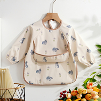 Bavoirs pour bébé Happyflute à manches longues, 100% fibre de polyester, taille réglable, bavoir d'alimentation imperméable
