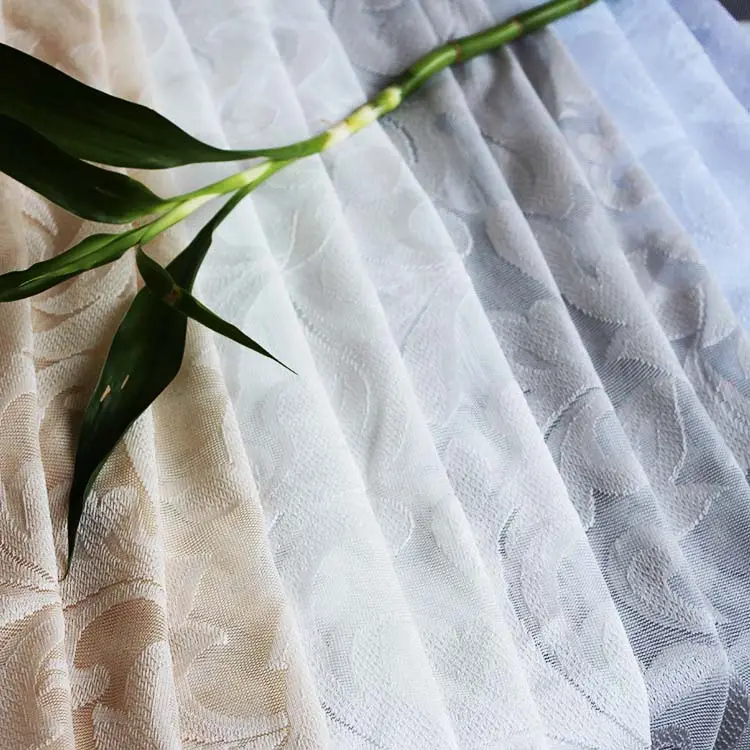 Tissu de rideau en dentelle de haute qualité, motif damassé