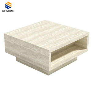 Canapé de salon moderne de luxe Lauren noir et or, table basse cubique en marbre, table basse en marbre blanc naturel - Product Image 3