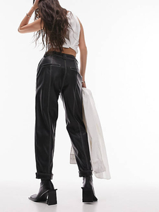 <span class=keywords><strong>Pantaloni</strong></span> in <span class=keywords><strong>Ecopelle</strong></span> da Donna, Vita Alta <span class=keywords><strong>con</strong></span> Cuciture a Contrasto, <span class=keywords><strong>Pantaloni</strong></span> Neri in PU <span class=keywords><strong>con</strong></span> <span class=keywords><strong>Tasche</strong></span>, Costume Personalizzato - Product Image 2