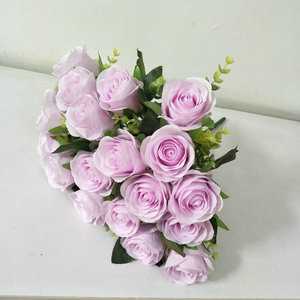 Ramo de flores aritificiales, 18 cabezas de rosas de seda con Sterms, flores artificiales para ramos de novia, flor central de boda - Product Image 4