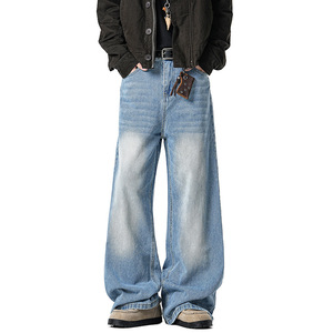 Men's Classic Washed Denim <b>Y2K</b> Heavyweight Loose Fit Straight Leg Jeans Casual <b>Trousers</b> Wholesale 2026 Spring Fashion - Product Image 6