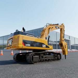 Excavatrice sur chenilles hydraulique jaune CAT 349D L, modèle d'équipement de construction - Product Image 1