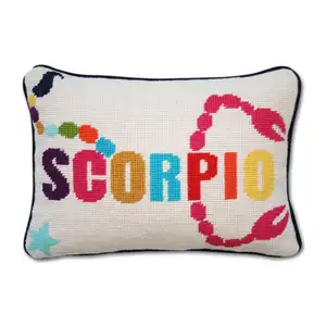 Personalization Luxury Velvet Scorpio Zodiac Needlepoint Throw Pillow Cover