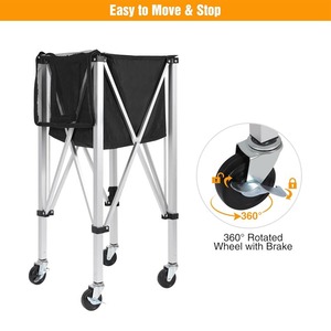 도매 맞춤형 경량 알루미늄 합금 휴대용 접이식 피클볼 카트, 바퀴 달린 피클볼 공 카트 - Product Image 4