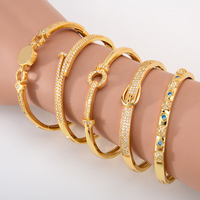 Bracelet jonc tendance classique en or 18 carats plaqué or avec pierre en zircon, taille personnalisable pour femme