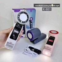 Kipas Pendingin Lipat Mini USB Portabel Kecepatan Tinggi K801 dengan 199 Pengaturan, Plastik ABS, dan Senter