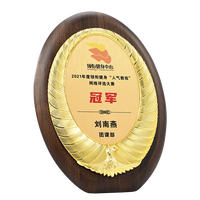 Plaque de récompense en noyer rond personnalisée du fabricant avec plaque de médaille de licence commerciale en bois de cristal Accessoires