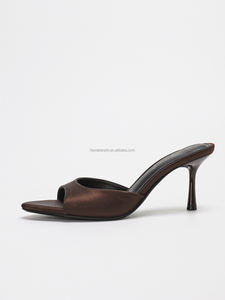 4302A-17 Nouveau Style Sandales Confortables à Petit Talon de 7,5 cm pour <span class=keywords><strong>Femme</strong></span>, Chaussons en Satin à Bout Ouvert pour Usage Quotidien/Bureau Printemps - Product Image 3