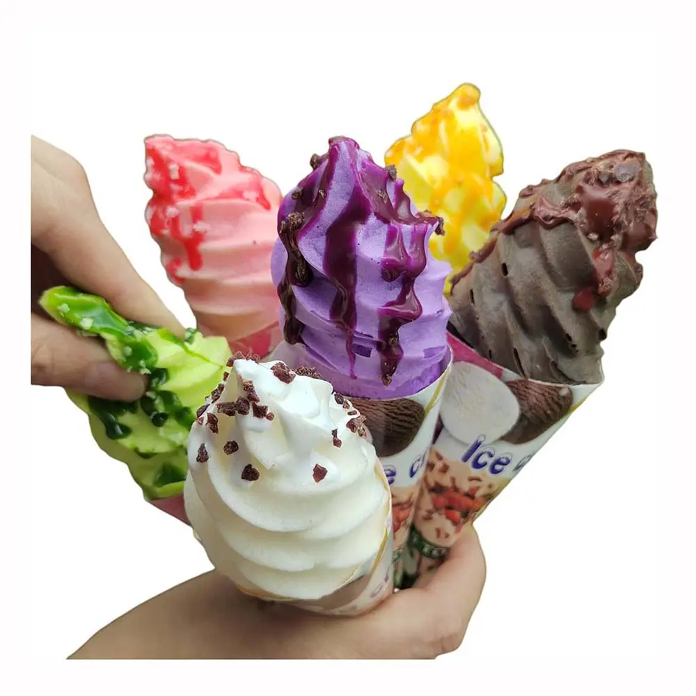 10 पीसी 3डी कृत्रिम आइसक्रीम खिलौना डिस्प्ले मॉडल प्ले प्रेटेंड फूड स्वीट डेज़र्ट फोटो प्रोप