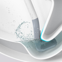 Brosse et support de toilette en Silicone à long manche sans coins morts Flexible nettoyage en profondeur brosse de nettoyage de toilette brosse de toilette de Golf