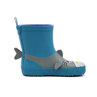 Bottes de pluie en caoutchouc 3D motif requin, doublées polaire, imperméables, antidérapantes, légères, pour tout-petits, avec tirette animale de dessin animé