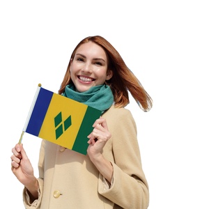 2024 Usine Offre Spéciale Saint-Vincent-et-les Grenadines Poteau en bois Drapeau ondulé à la main pour les vacances générales - Product Image 1