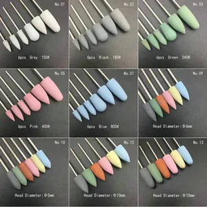 Juego de 6 fresas de silicona de goma para manicura, pulidor flexible para máquina, herramientas eléctricas para uñas. - Product Image 1
