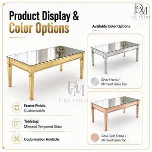 Mesa Rectangular Premium de Acero Inoxidable con Espejo en la Parte Superior, Diseño de Cuatro Patas para Banquetes de Boda, Eventos de Hotel, Suministro al por Mayor - Product Image 3