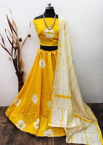 Nueva llegada de ropa india y pakistaní Chanderi seda Batik estampado Lehenga Choli para bodas y festivales - Product Image 5