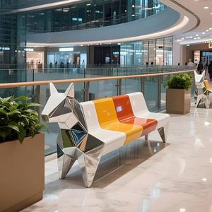 Banc Arc-en-ciel en Forme de Chat Fantaisiste - Chaise d'Attente Fonctionnelle en Matériau GRC Durable et Écologique pour Centres Commerciaux Extérieurs et Parcs - Product Image 6
