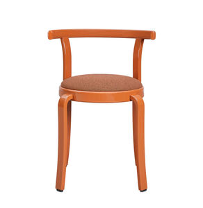 Modern Minimalist Solid Wood <b>Dining</b> <b>Chair</b> with Curved Embrace Back and Terracotta Fabric Seat for Home Cafe - Product Image 2