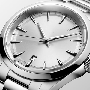Nuevo Reloj Mecánico Longinesing 2026 de Lujo, Discreto, con Esfera Blanca Simple, Marcadores de Hora Tridimensionales y Correa de Acero Inoxidable - Product Image 4
