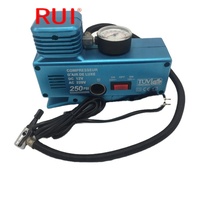 Compresseur d'air DC/AC 250 PSI Pompe à pneus en plastique avec manomètre Gonfleur miniature portable noir