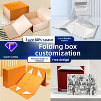 Dossiers en carton pliables de luxe haut de gamme personnalisés Conception à rabat Estampage Recyclable Petit lot Boîte de couleur sur mesure