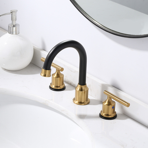 3 Hole 8'' Widespread <strong>Faucet</strong> Modern Bathroom Vanity <strong>Faucet</strong> Black Gold 2 <strong>Handle</strong> Bathroom Basin <strong>Faucet</strong> for Washroom - Product Image 3