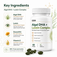 Complément alimentaire en gélules de DHA d'algues avec lutéine, zéaxanthine, vitamine E, oméga 3 végétal pour la nutrition quotidienne du bien-être des yeux et du cerveau