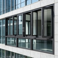 Puertas y Ventanas de Aleación de Aluminio de Grado Arquitectónico, Diseño Personalizado, Marco de Acero Inoxidable, Diseño Abatible, Insonorizadas, para Dormitorio, Estilo Posmoderno