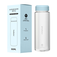 Bouteille d'eau en plastique Tritan 0,5 L avec couvercle, sans BPA, personnalisable avec logo, compatible lave-vaisselle, vente en gros d'usine