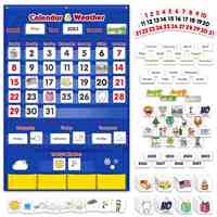 Tableau de calendrier météo personnalisable en tissu polyester 420D avec logo, pour l'organisation en classe, 149 pièces, OEM/ODM