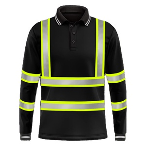 ポロシャツHBC,カスタムロゴクイックドライ視認性安全反射長袖ロードワークポロシャツ - Product Image 3