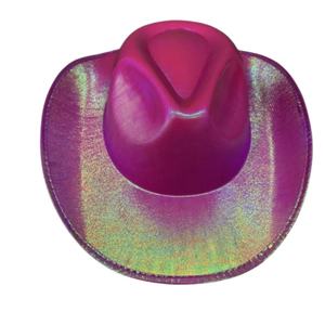Sombrero Vaquero Holográfico Iridiscente Personalizable con Imagen Metálica Disco para Viajes, Fiestas, Festivales de Música, Halloween y Eventos de Cosplay - Product Image 3