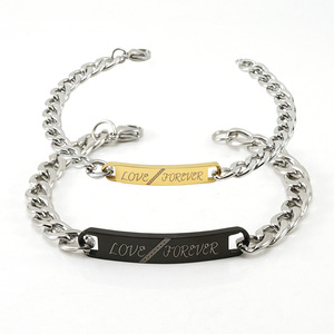 ZOGXIN Couple <b>Bracelet</b> Stainless Steel His Always Hers Forever Engraved Chain Link Jewelry Gift <b>Set</b> - Product Image 3